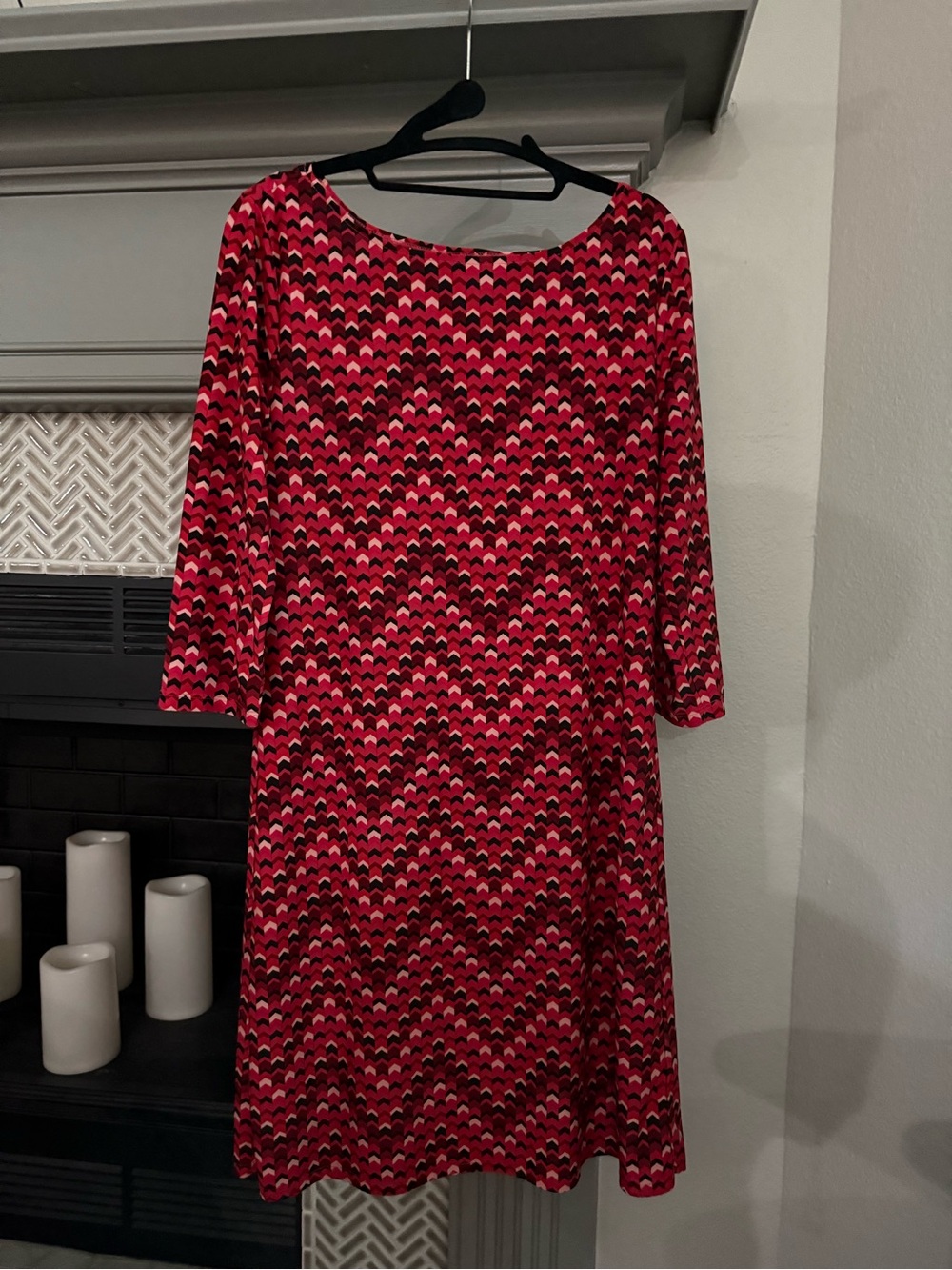 Tacera Red & Pink Patterned Scoop-Neck Dress